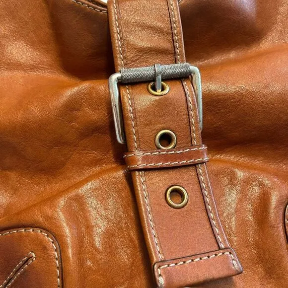 Y2K Michael Kors Buckle Hobo Shoulder Bag Cognac‎ Brown Slouchy Western Country - Image 3