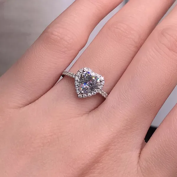 Heart Shape Diamond Logo 925 Silver Stampted Ring 5 6 8 9 10 Lmk your size after you pay. - Image 7