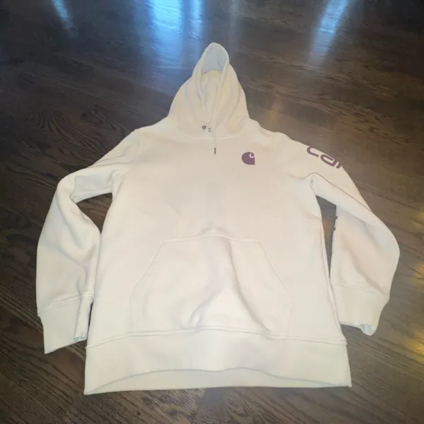 Carhartt Off-White Hoodie with Maroon Accents - Image 2
