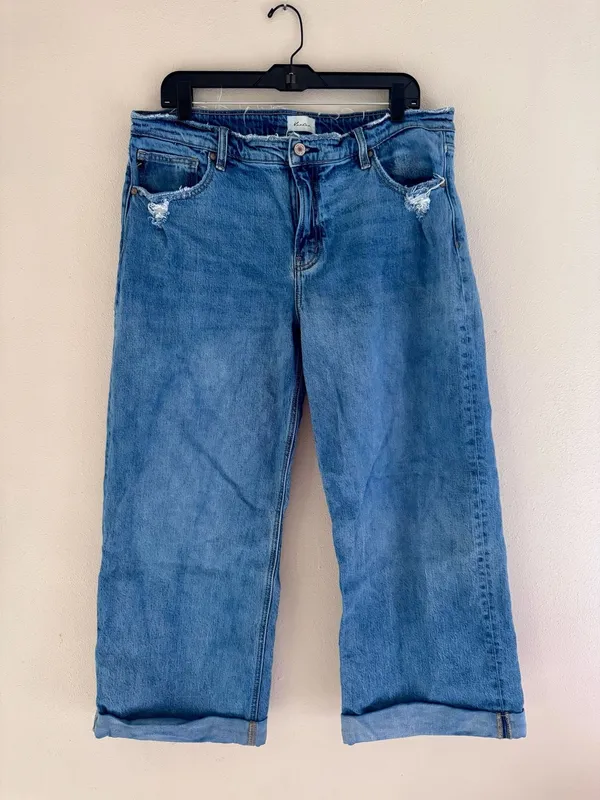 KanCan Size 15/31 High Cuffed Wide Leg Distressed Jeans (slight crop) - Image 3