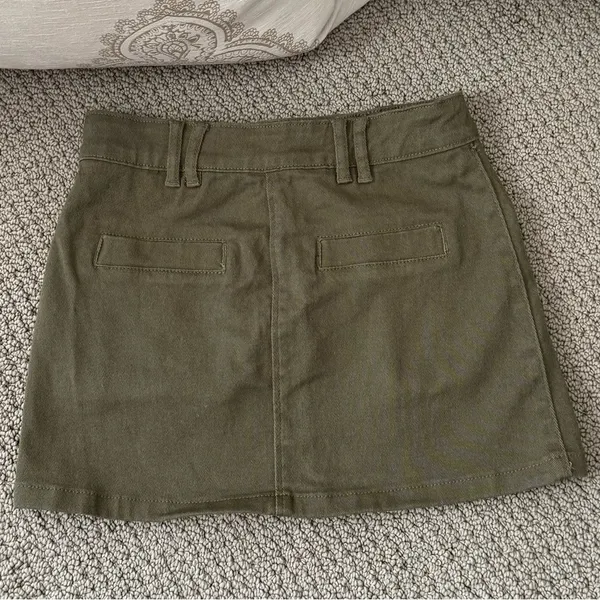 Olive Green Mini Skirt with Skort Design - Image 6
