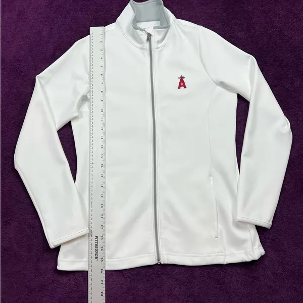 Antigua‎ Women's MLB Los Angeles Angels White Full Zip Leader Jacket Size Small - Image 3