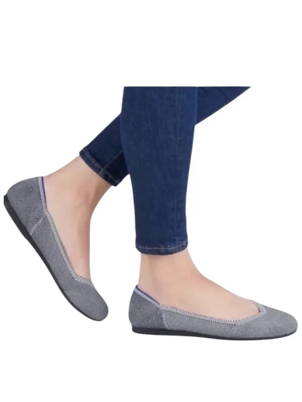 Rothy's The Flat Cloud Grey Birdseye Round Toe Ballet Size 6 - Image 2