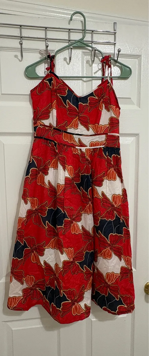 Ann Taylor Factory Women’s Floral Sleeveless Dress – Red, Navy & White – Size 0 - Image 2