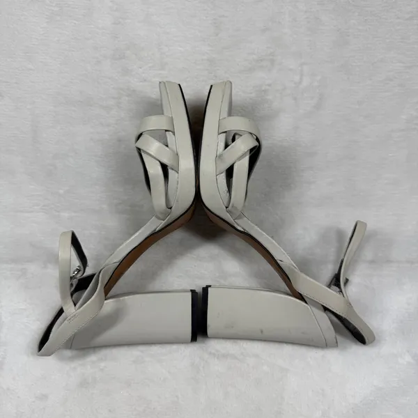 Franco Sarto‎ Damalis Cream Leather Strappy Block Heel Sandals 8M Square Toe - Image 13