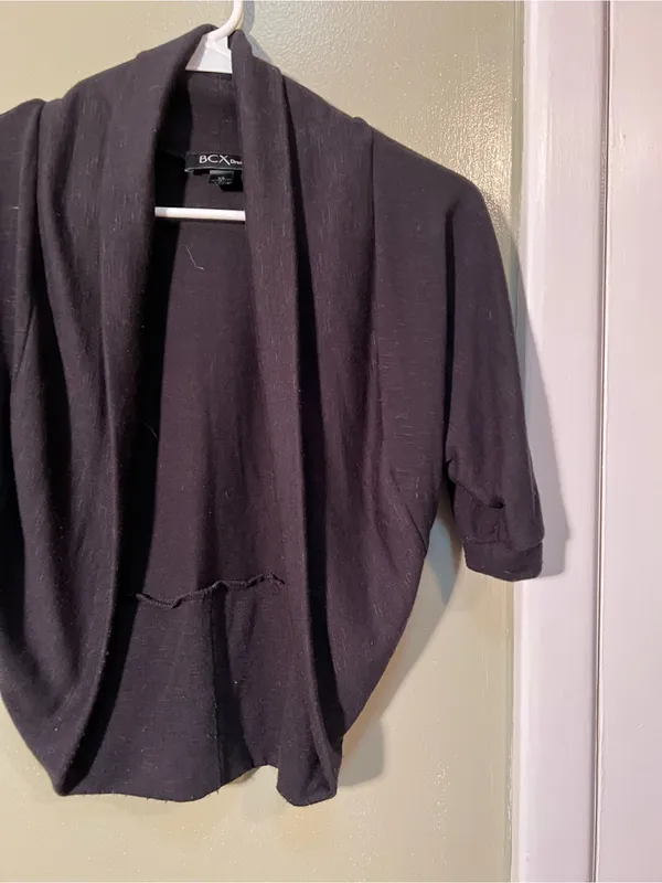 BCX Dress Women's‎ Size XS Bolero Short Sleeve Cropped Cardigan Sweater Black - Image 3