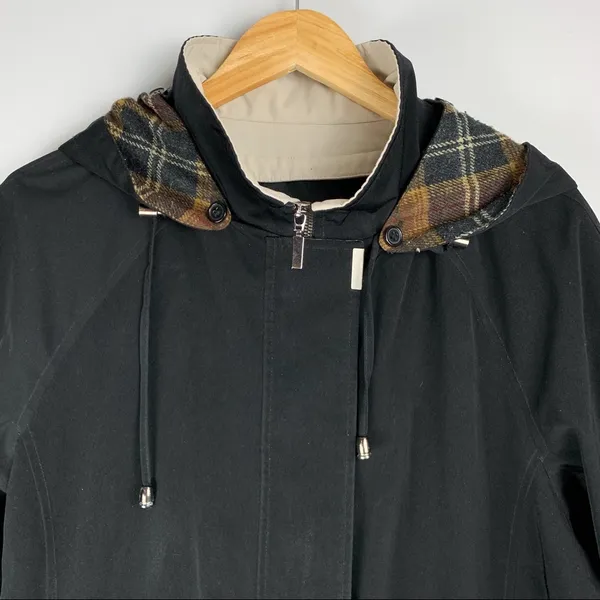 Braefair Black Tan and Plaid Jacket Coat Size L - Image 3