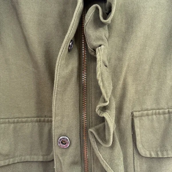 Anthropologie DOLAN Ruffle Utility Jacket XS Olive Green Military Boho - Image 4