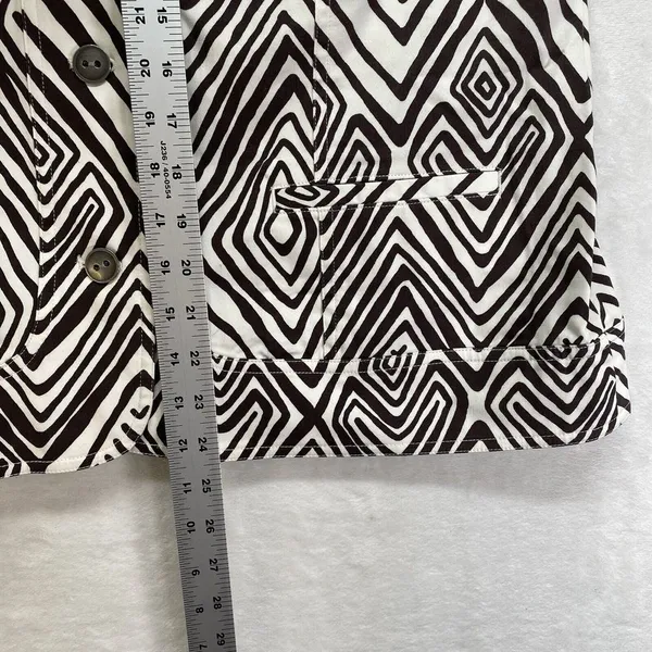 Chicos Blazer Jacket‎ Womens 2 Large Cotton Blend brown cream geometric - Image 7