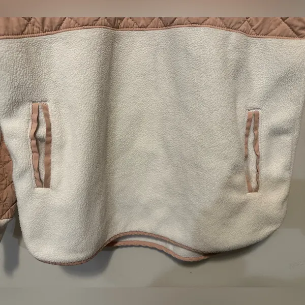 Abercrombie & Fitch Asymmetrical Snap Fleece Pullover White Blush Pink Size M - Image 3