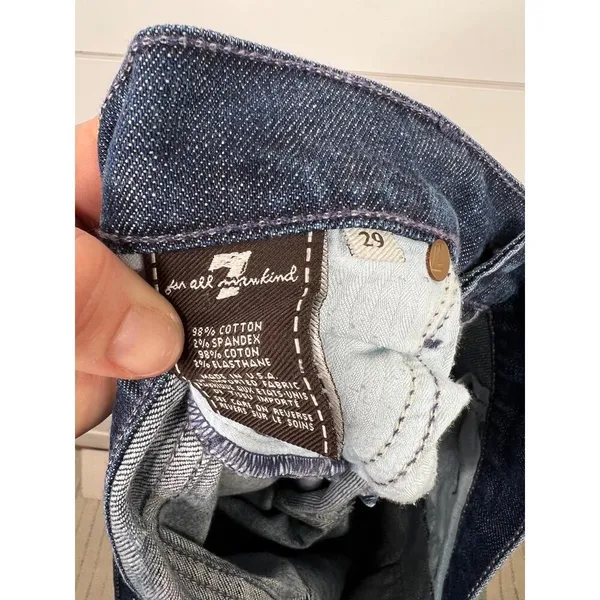 7 For All Mankind Medium Wash Distressed Bootcut Jeans Size 29 7.5" Low Rise - Image 9