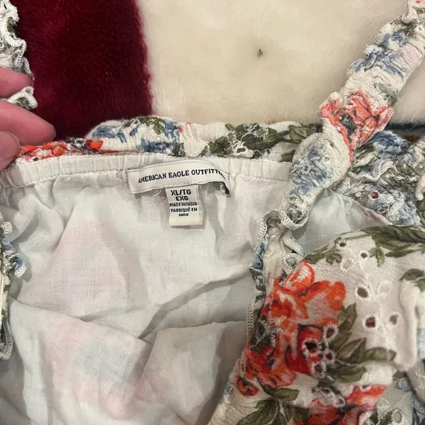 American Eagle Floral Sleeveless Top with Ruffle Detail - Image 3