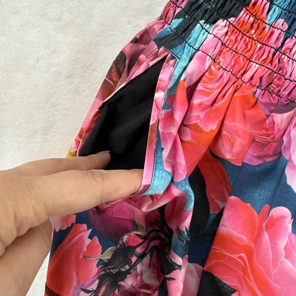 Lululemon Hot Hitter Skort Secret Garden Hot Pink Roses‎ Floral Smocked Waist 2 - Image 5
