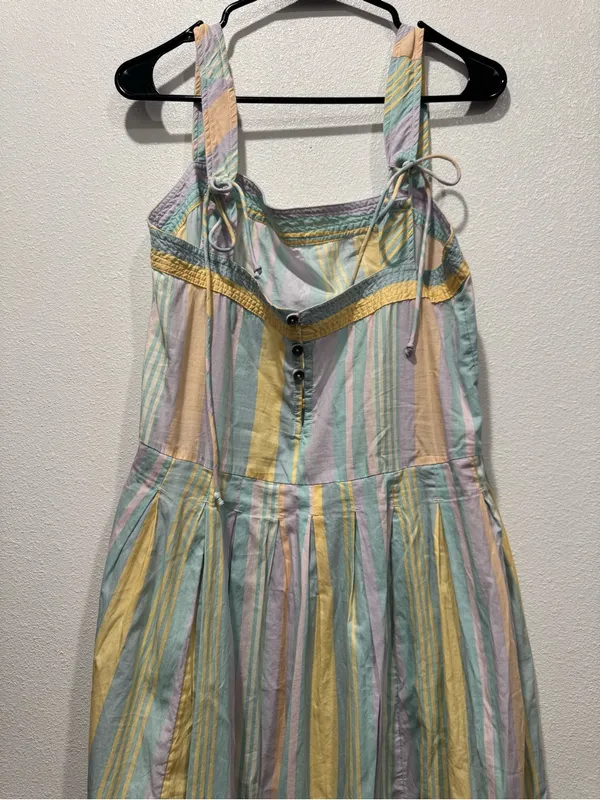 Free People Primavera Stripe Cotton Midi Dress Pastel Combo M - Image 8