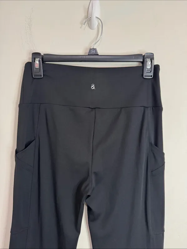 Lou & Grey Black Pull-On Flare Yoga Athleisure Lounge Pants Side Pockets size M - Image 4