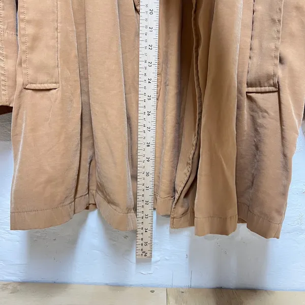 Mango MNG Womens Camel‎ Tan Viscose Duster Trench Coat Jacket Small Old Money - Image 6