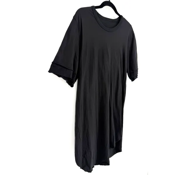 Lost & Found Ria Dunn T-Shirt Dress M Black Asymmetrical Raw Edge Made In Italy - Image 2
