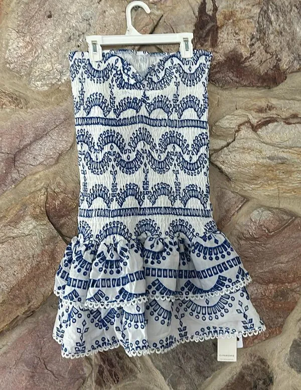 Commense Ripple Strapless Tiered Hem With Scalloped Detailing Dress size L - Image 3