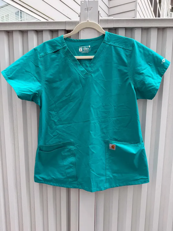 Carhartt Force C12113 Scrub Top Women’s Medium Teal Stretch Modern Fit - Image 4