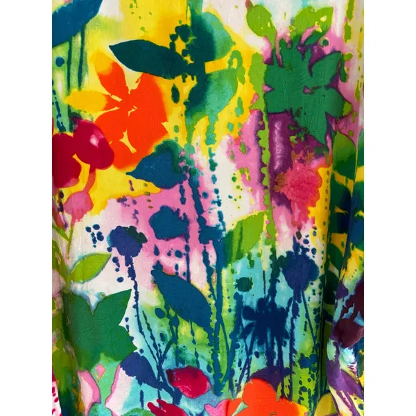 Vintage Jams‎ World Top Womens Medium Hawaiian Tropical Art Cold Shoulder Cotton - Image 5