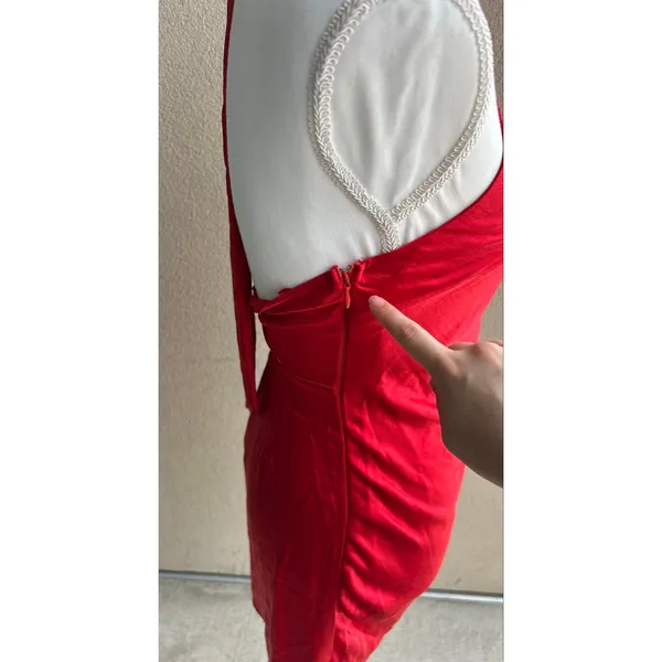 NWT Angel Biba Selfie Leslie Red Satin Mini Dress Open Back Size Small - Image 7