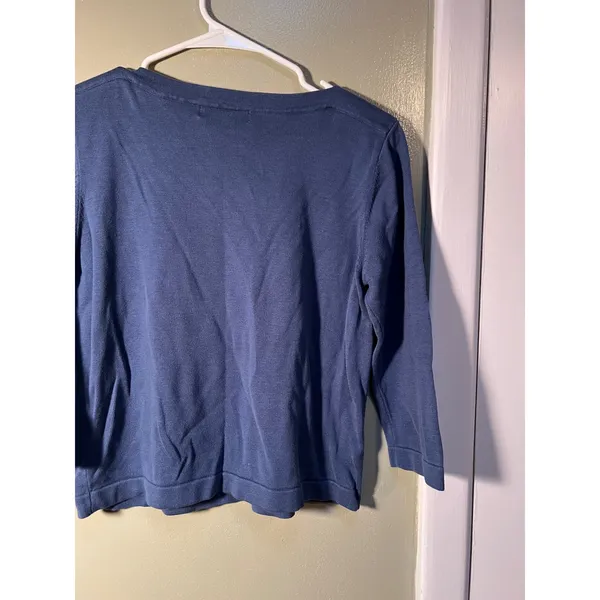 Coldwater Creek Women's Size Small Boatneck Sweater 3/4 Sleeve Blue Gray Silk - Image 7