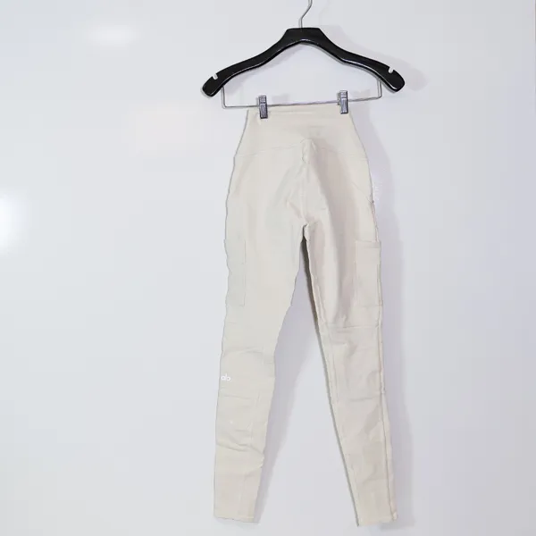 Alo Yoga Women's Cargo Multi Pocket Athletic Work Out Leggings Bone White XXS - Image 4