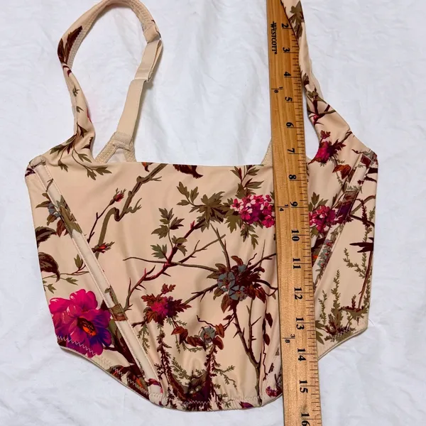 Out From Under Urban Outfitters Corset Top Tan Floral Small‎ S Bustier Coquette - Image 7