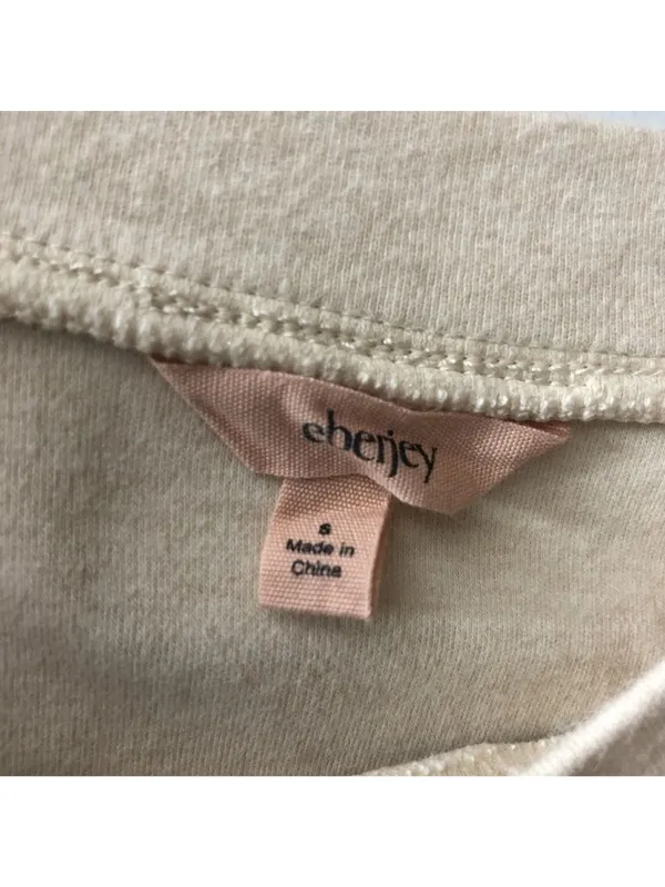 Eberjey Beige Crewneck Sweatshirt Women’s Small Cotton Blend Casual Long Sleeve - Image 3
