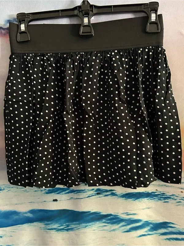 American Eagle Black Polka Dot Button-Front Skirt XS - Image 5