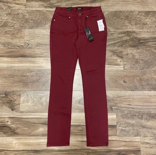 Earl Jean NWT! Women’s Zinfandel Burgundy Red Skinny Jeans Size 2 - Image 3