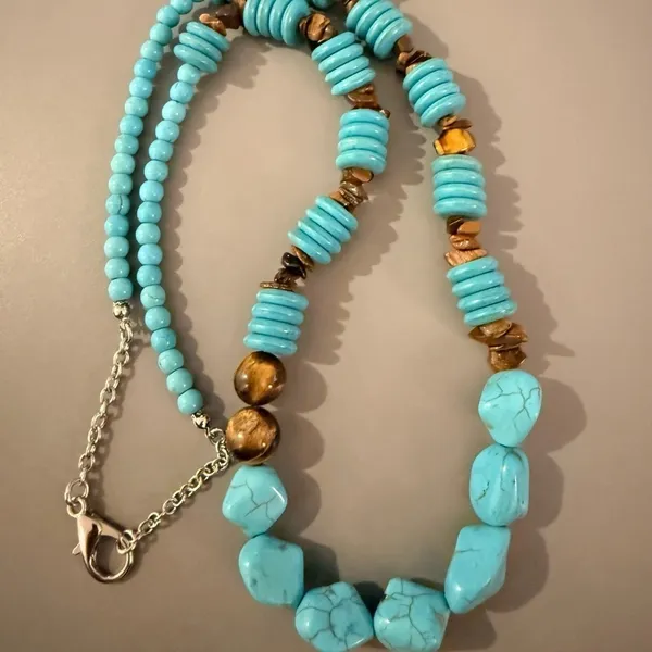Boho Statement Turquoise Howlite Gemstone Blue - Image 2