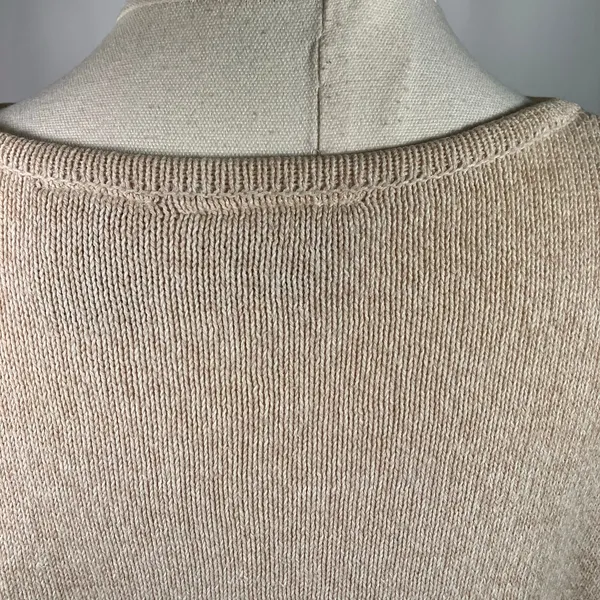 Cottage Essentials Embroidered Floral‎ Sweater Beige Ramie Cotton M Vintage - Image 12
