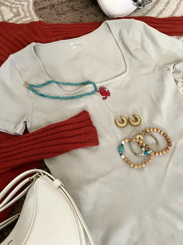 SheIn Rust Knit Sweater - Image 2