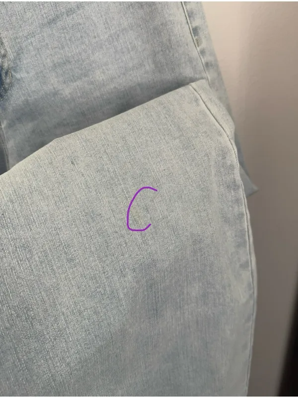 Oat NY 10/30 Wide Leg Jean Powder Light Cut Off Mid Rise Relaxed Office - Image 3
