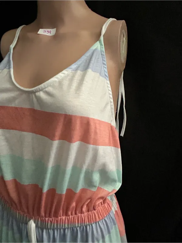 TFY Collection Striped Pastel Spaghetti Strap Dress LG NWT - Image 3