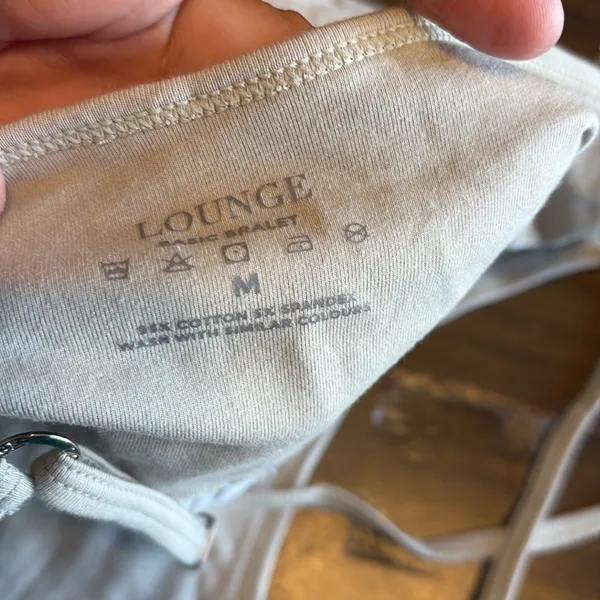 Lounge Bralette Tan Nude Cream Logo Band Cris Cross Back Crop Top M Active - Image 3