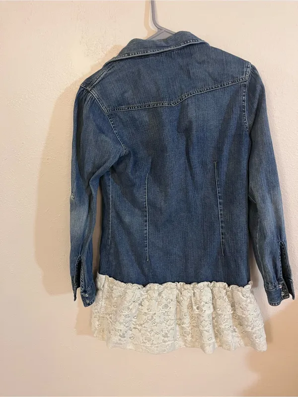 Wrangler long-sleeve western denim snap dress size small - Image 3
