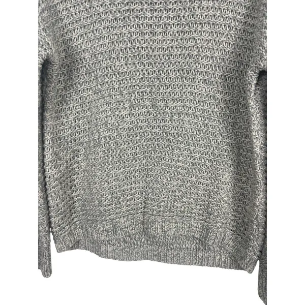 Quinn Gray Open Weave Knit Sweater M Slouchy Cozy Pullover Minimalist Beachy - Image 4