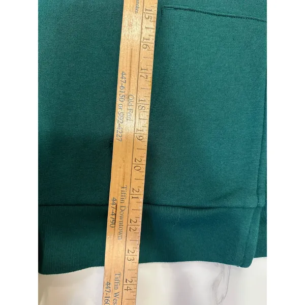 PINK Victoria’s Secret Green Zip Hoodie Silver Spellout Graphic Y2K Style Size M - Image 7