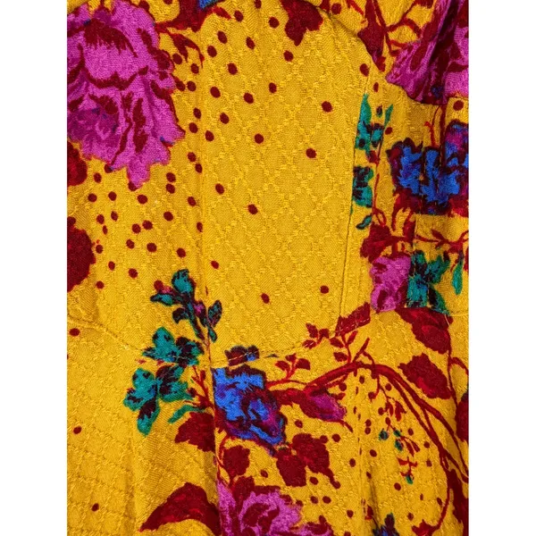 Free People Mini Dress Floral Boho XS Yellow Strappy Sun Dress Festival Summer - Image 6