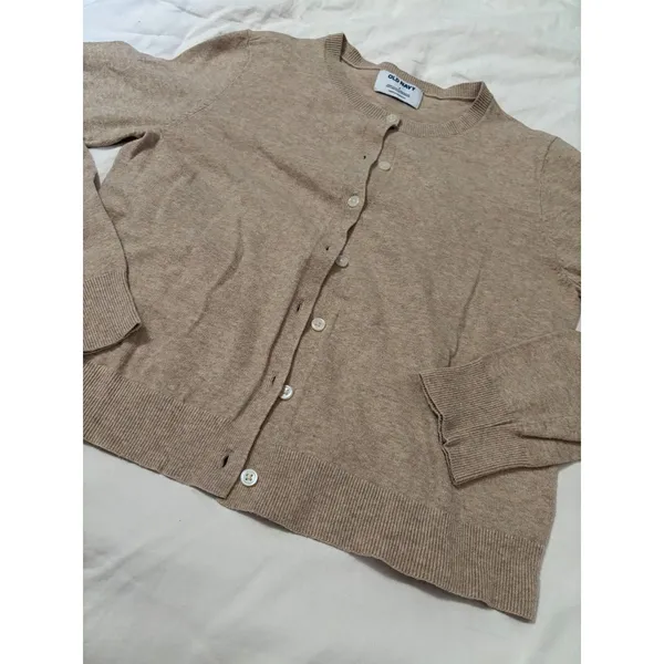Old Navy Beige Button Front Crewneck Cardigan Sweater Size Small - Image 6