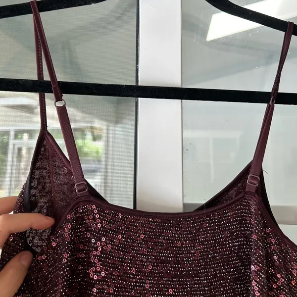 Express maroon burgundy sparkle sequin tank top - Image 6