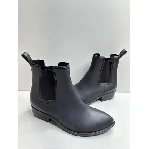 Jeffrey Campbell Rosana Black Matte Rubber Chelsea‎ Rain Boots Size 6 - Image 4