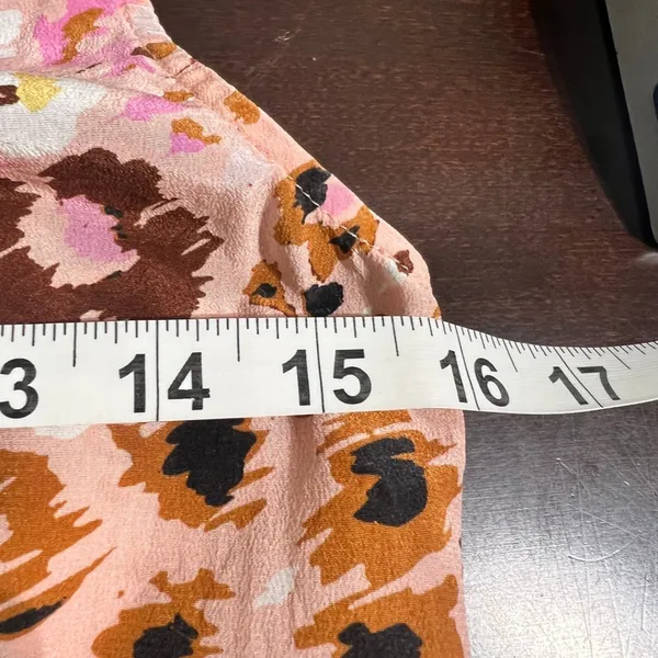Paige Cicely Silk Camisole Leopard Floral Cinch Front Pink Tan Small - Image 10