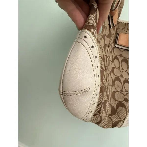 Coach Signature Stripe Buckle Crossbody Shoulder Bag‎ 1487 Khaki White Y2K - Image 8
