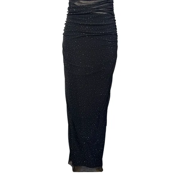 AFRM Jennan Rhinestone Illusion Maxi Dress Mesh Mid Section Black Size M - Image 6