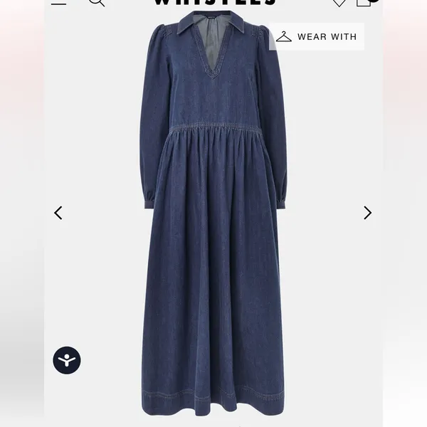 Whistles Blue Maxi Dress Denim Rina Trapeze size 6 - Image 3
