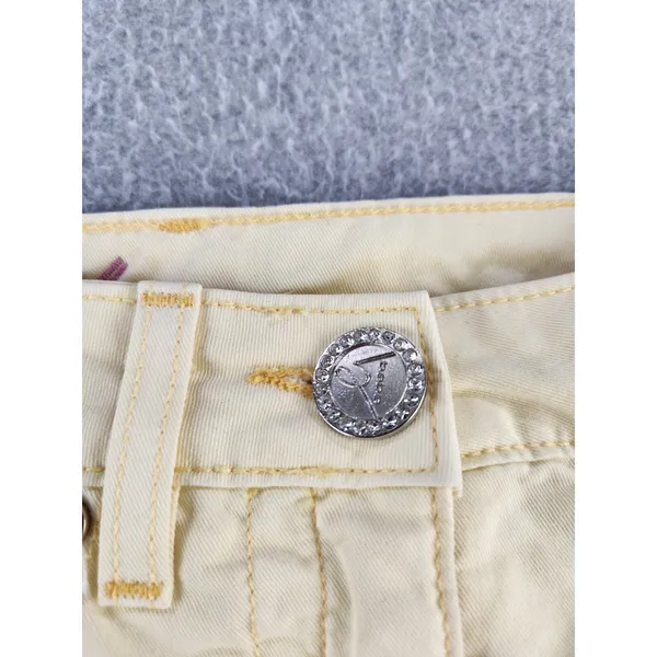 Vintage 90s y2k skirt Bebe‎ Butter Yellow mini micro rhinestone SZ 26 Waist 30" - Image 8
