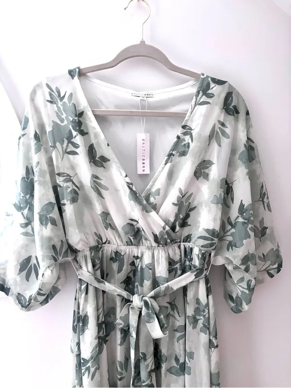 NWT Baltic Born Kia Kimono Maxi Dress Sage Floral M Romantic Coquette Fairycore - Image 9